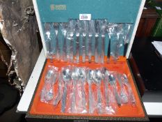 A vintage Sampson Amefa Holland stainless steel canteen of cutlery, six place setting (unused).