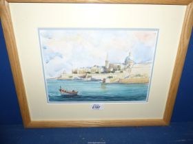 A Valletta view original Watercolour,