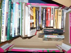 A box of War and railway books to include The Hardest Day by Alfred Price, Len Deighton Fighter,