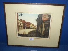 A framed and mounted signed Etching titled 'The Butterwalk, Totnes' by Lewis Stant,