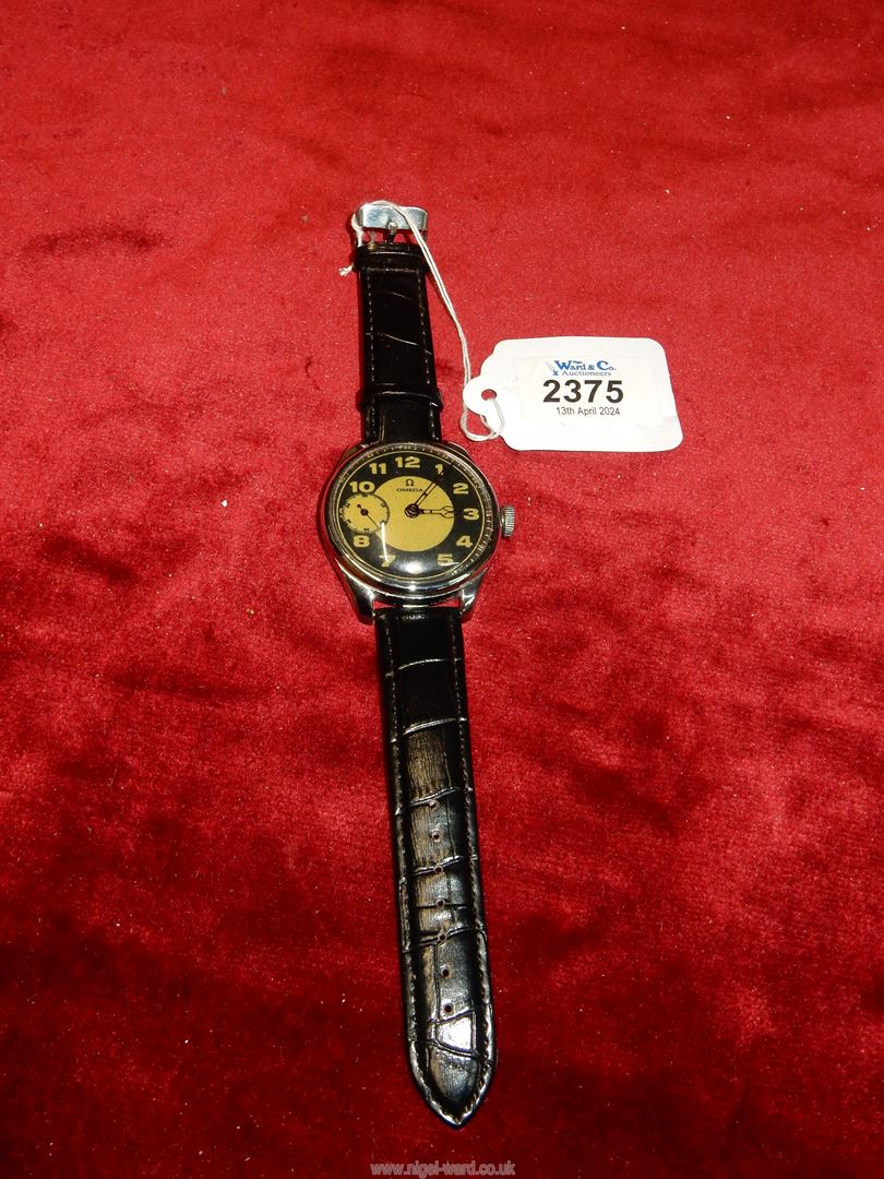 A wristwatch with converted Omega Pocket Watch movement.