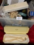 A quantity of beaded necklaces, simulated pearl necklaces, empty jewellery boxes etc.
