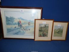 Three framed and mounted Prints including two hunting; one by G.