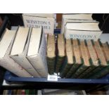 Six volumes of Winston Churchill The Second World War along with eight volumes of History of