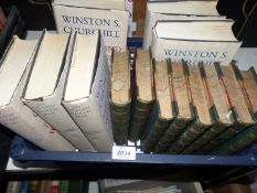 Six volumes of Winston Churchill The Second World War along with eight volumes of History of