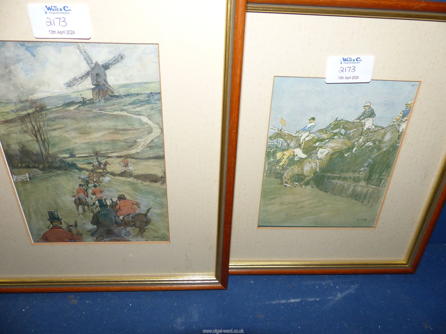 Three framed and mounted Prints including two hunting; one by G. - Image 2 of 2