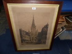 An antique framed Print of Rheims by Richard D. Winter, 25 1/2" x 32 3/4".