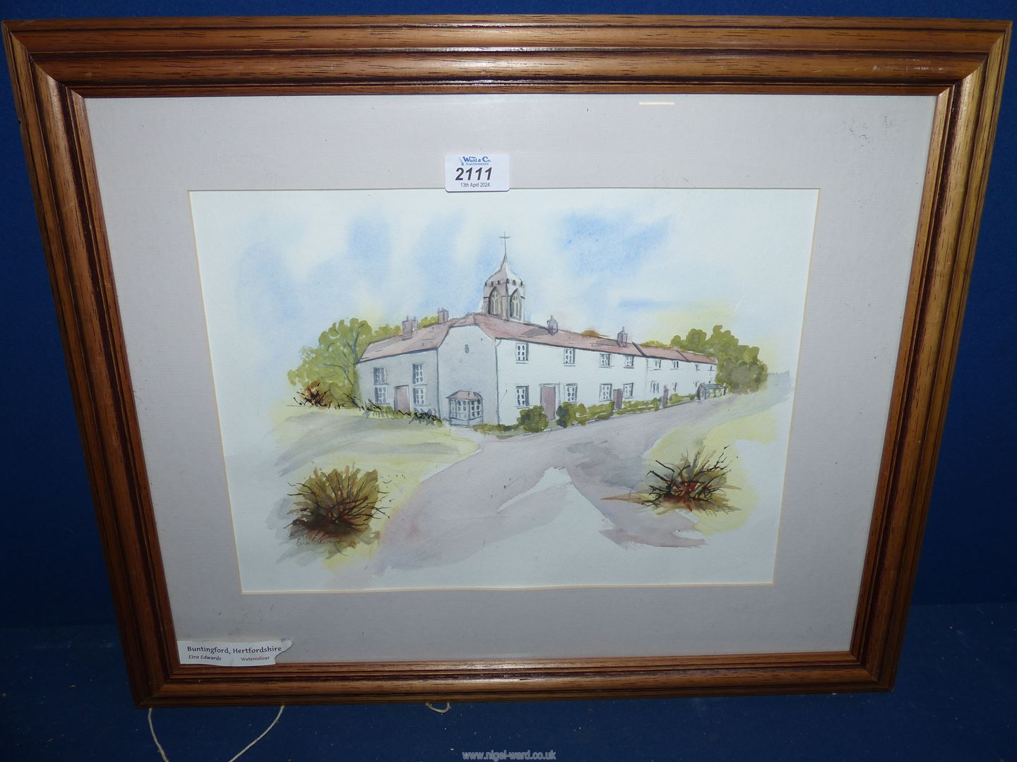 A framed and mounted Watercolour depicting Buntingford Hertfordshire,