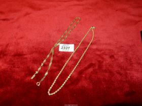 Two necklaces marked "9ct bonded gold".