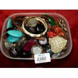 A quantity of costume jewellery including; bangles, heart pendant, chunky necklaces, etc.