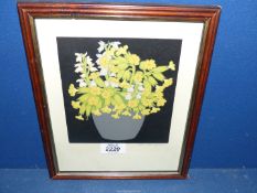 A framed Hall Thorpe coloured Woodcut titled 'Cowslips', signed.