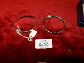 Two 925 silver stamped bracelets, one with ball decoration.