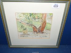 A framed and mounted Watercolour 'The Courtyard Villa May', signed lower right Shelagh Oconnor.