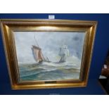 A framed Oil on canvas titled 'The Gathering Storm' signed lower left 'W.H.