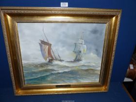 A framed Oil on canvas titled 'The Gathering Storm' signed lower left 'W.H.