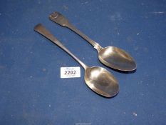 Two Silver serving spoons, one London 1816 by Josiah & George Piercy plus another (hallmark rubbed),