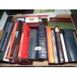 A box of mixed topical books to include Jane Austen, Inside The British Army, The Shell and B.P.