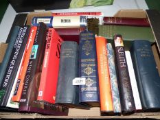 A box of mixed topical books to include Jane Austen, Inside The British Army, The Shell and B.P.