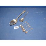 A small quantity of Silver spoons including Sheffield Silver 1899 serving spoon,
