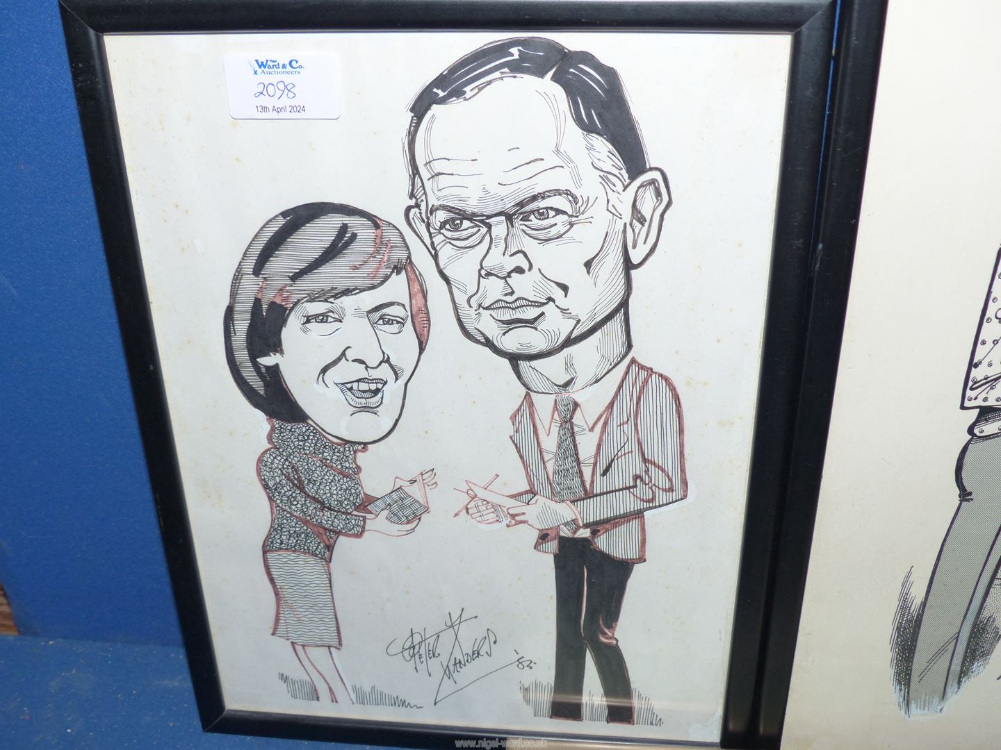 Three framed Peter Manders Cartoon Prints named verso and to include Valerie Latcham and Paul - Image 4 of 4