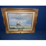 A gilt framed Oil on canvas titled 'Storm Brew' by William Isaacs, signed lower right,