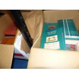 Two boxes of books on book plates to include Book Plates by Richard Shirley Smith,