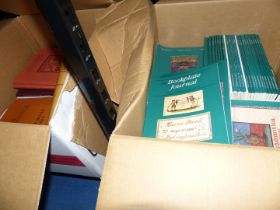 Two boxes of books on book plates to include Book Plates by Richard Shirley Smith,