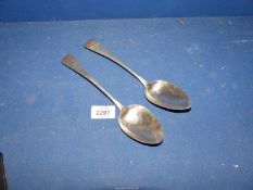 Two London Silver serving spoons, one dated 1824 Jonathan Hayne,