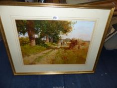 **A framed and mounted John Hoskins Oil depicting a country scene, signed by the artist,