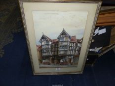 A framed and mounted Watercolour depicting Old houses, Frankwell, Shrewsbury, signed F.N. Seville.