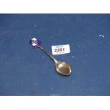 A Silver teaspoon with enamelled badge for Dukinfield Golf Club, hallmarks for Birmingham 1934.