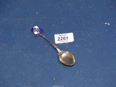 A Silver teaspoon with enamelled badge for Dukinfield Golf Club, hallmarks for Birmingham 1934.