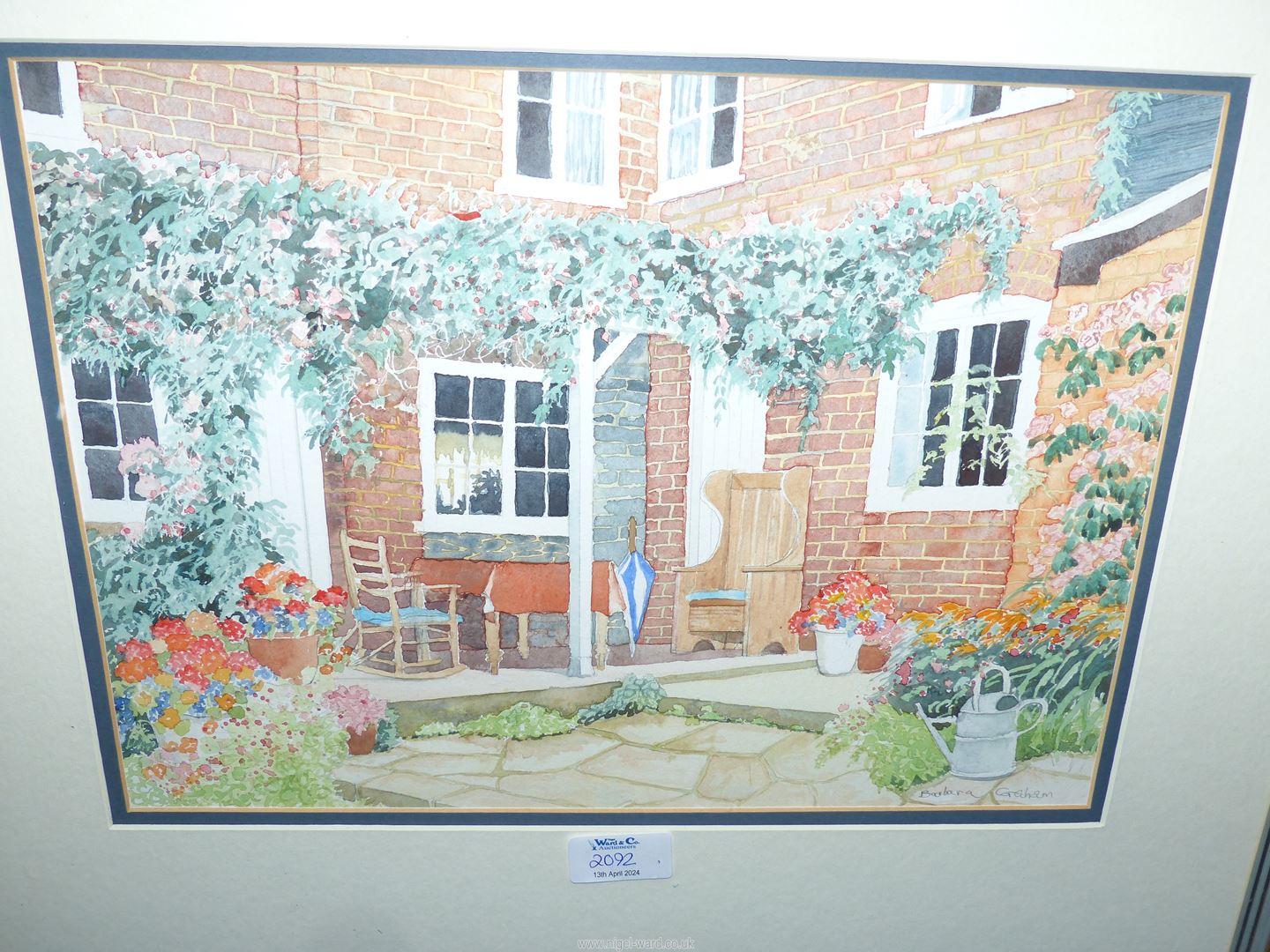 A framed and mounted Watercolour titled 'Back Door' signed lower right Barbara Graham, - Image 2 of 3