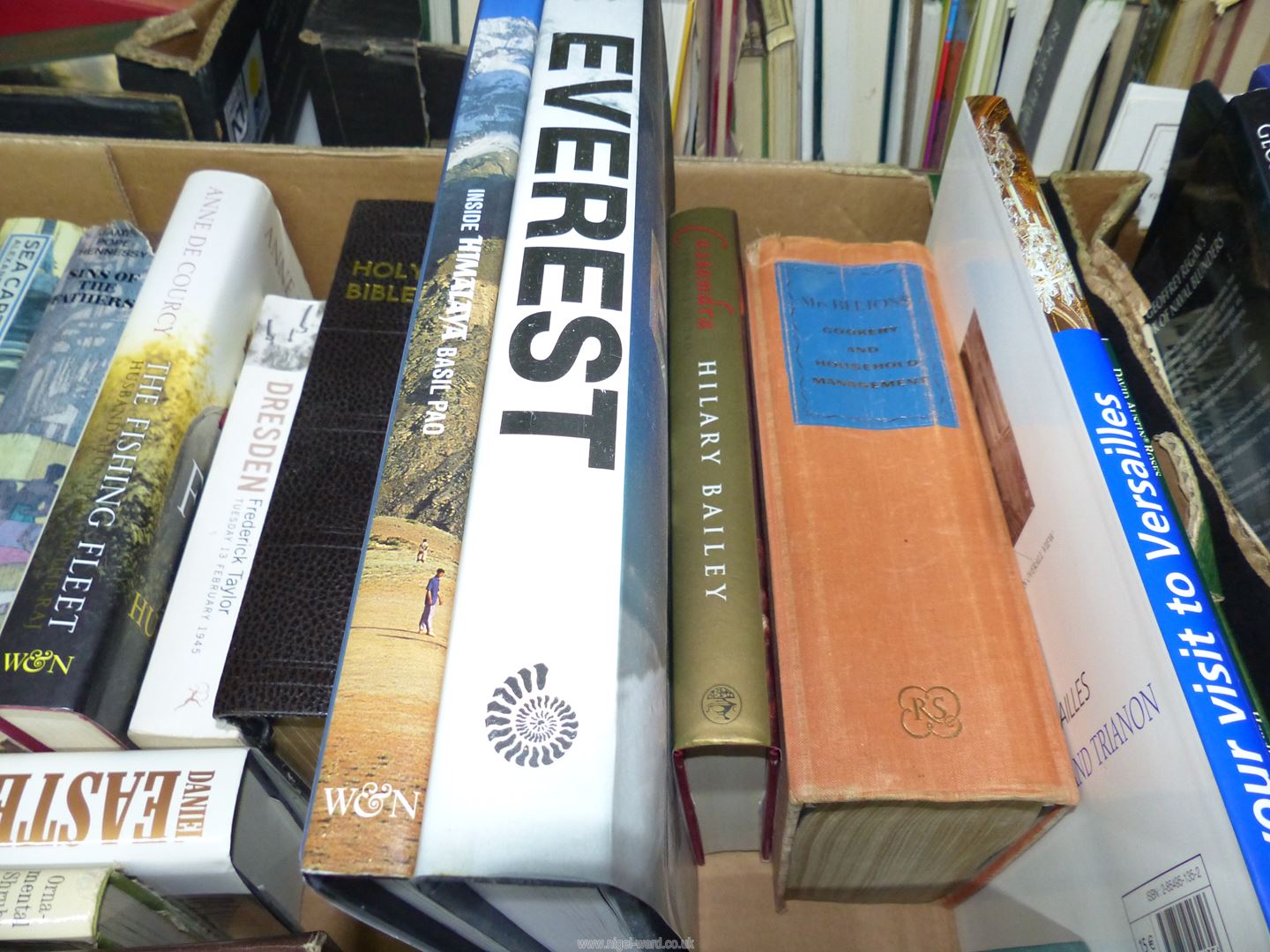 Two boxes of mostly hardback books; The Ascent of Everest, The Iliad, - Image 3 of 8