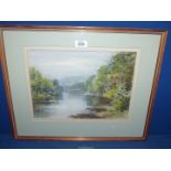 A framed and mounted Watercolour titled verso 'The Wye at Erwood' by Aubrey R. Phillips.