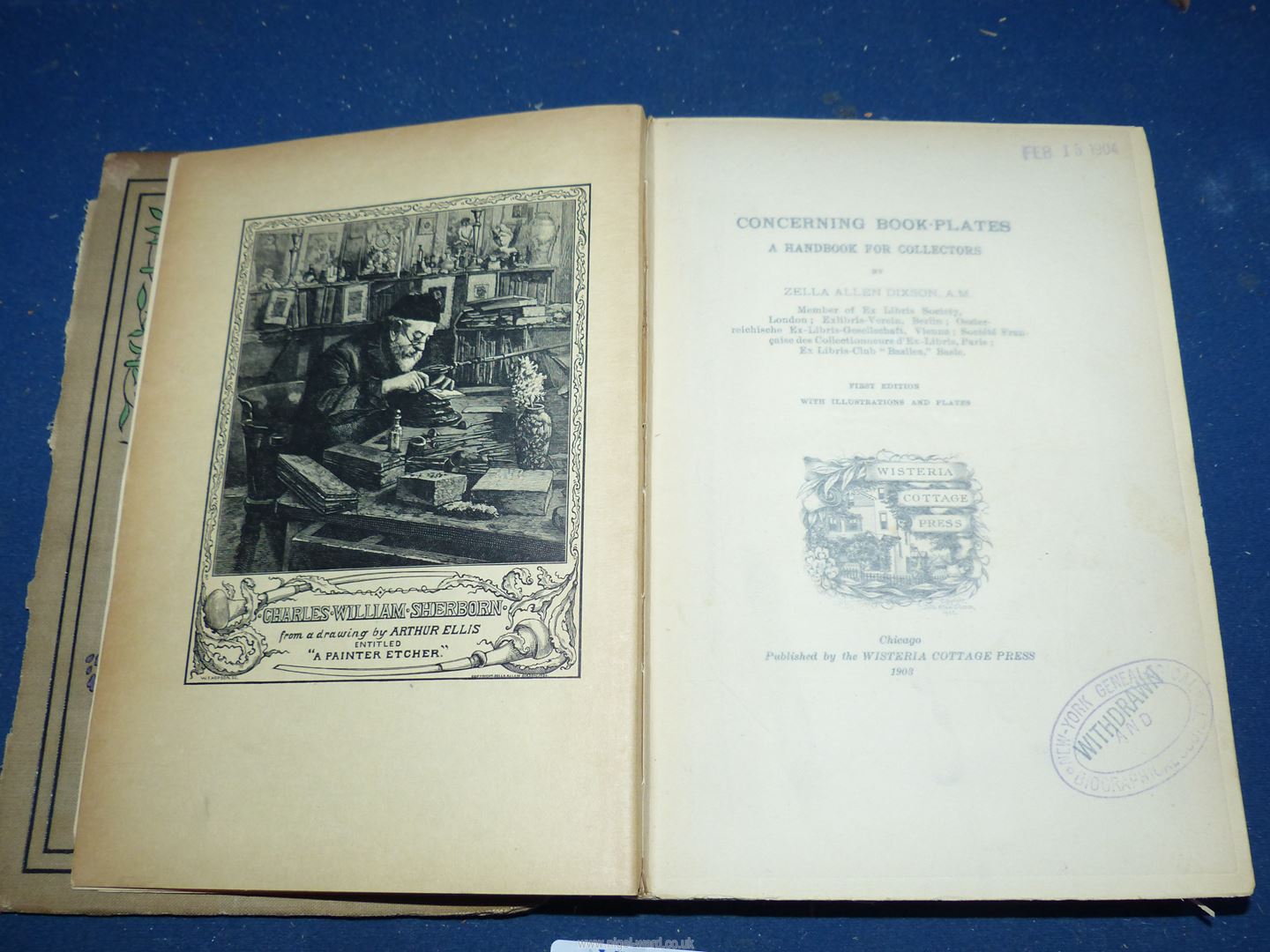 'Concerning Book Plates' for collectors by Zella Allen Dixson, plus an Ex Libris First Edition, a/f. - Image 2 of 6