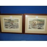 A pair of 'Mr Briggs & His Doings' cartoon fishing Prints, published by Bradbury & Evans,