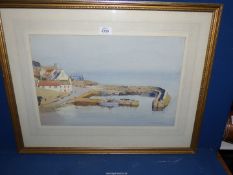 A gilt framed and mounted Watercolour depicting a Harbour scene, signed lower right Ray Berry,