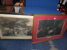 A large framed Engraving titled 'An English Merry-Making in the Olden Time' engraved by Wm Holl