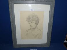 A John Edwards Pencil drawing of a young girl.