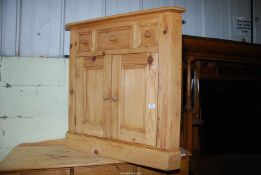 A Pine corner Cupboard, three drawers over cupboard**, 35" high x 3' wide.