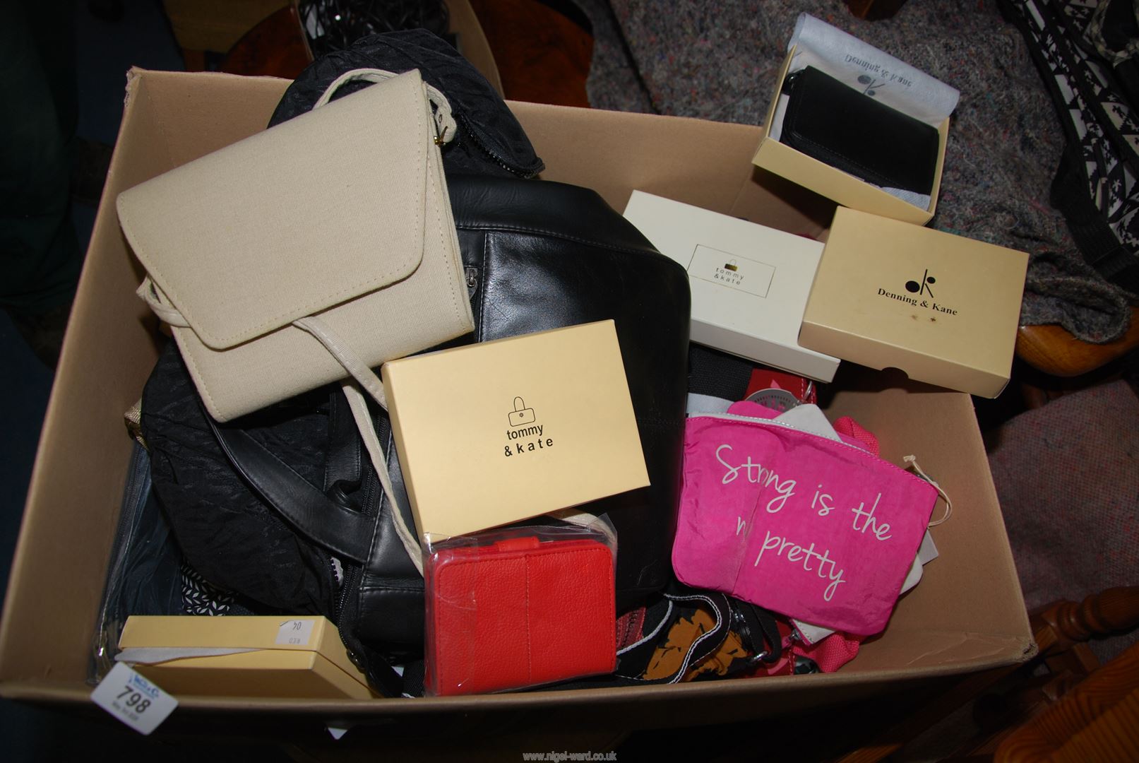 A box of Ladies handbags,