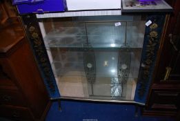 A glass fronted display cabinet, 41" wide x 46" high x 11 1/2" deep.
