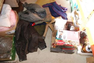 Gents trousers, leather jacket, suit cover, BBQ grill, coffee machine, etc.