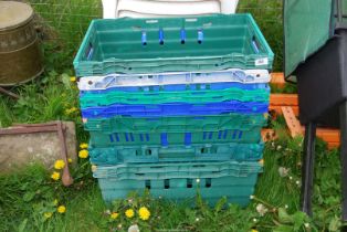 A quantity of plastic crates.