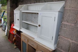 A plate rack cupboard, 78 1/2" wide x 3' high x 14 1/2" deep.