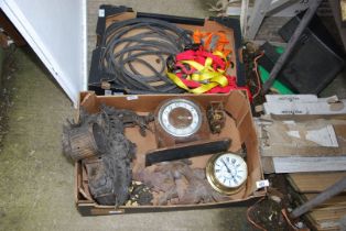 A quantity of clock parts, ratchet straps etc.