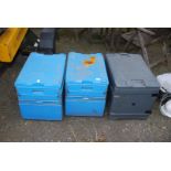 Three storage containers for fishing.