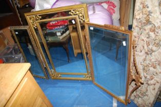 Three gilt framed mirrors.