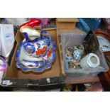 Wash jug and basin, soap dish by Doulton Burslem, oriental figures etc.